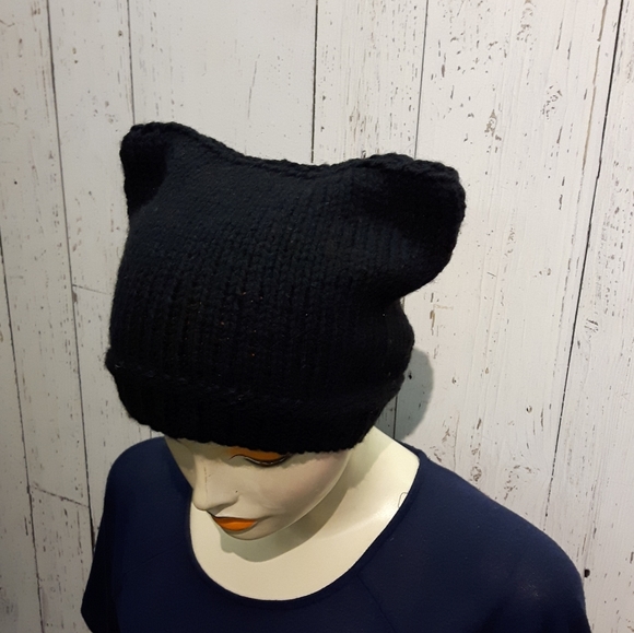 ⭐2/35$⭐Handknit cat hat black